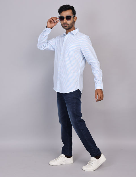 Blue Stripe Full Sleeve Shirt – Regular Fit