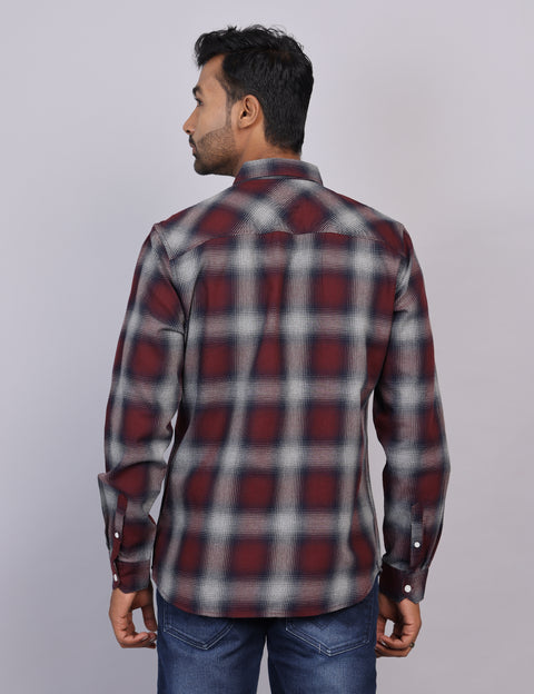 Wine Checks Full Sleeve Shirt – Regular Fit