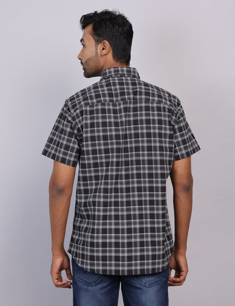 Black Checks Half Sleeve Shirt – Regular Fit