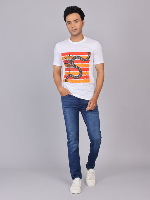 Men’s White Round Neck Cotton T-Shirt