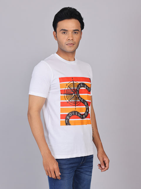 Men’s White Round Neck Cotton T-Shirt
