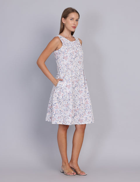 Wearhouse Women's White Woven Slim Fit Cotton Dress