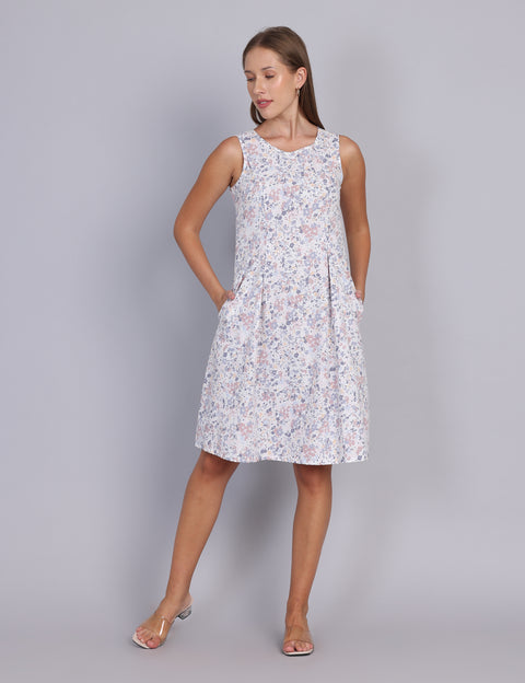 Wearhouse Women's White Woven Slim Fit Cotton Dress