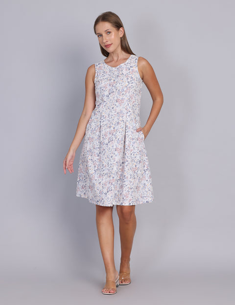 Wearhouse Women's White Woven Slim Fit Cotton Dress