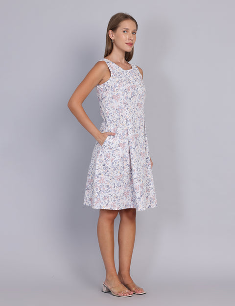 Wearhouse Women's White Woven Slim Fit Cotton Dress