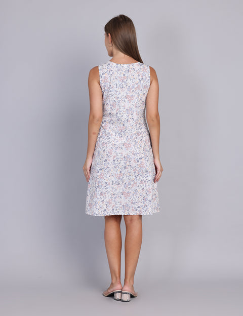 Wearhouse Women's White Woven Slim Fit Cotton Dress