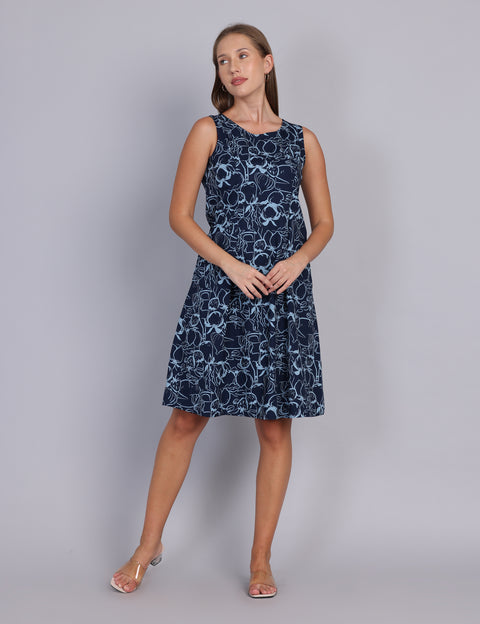 Wearhouse Women's Navy Woven Slim Fit Cotton Dress