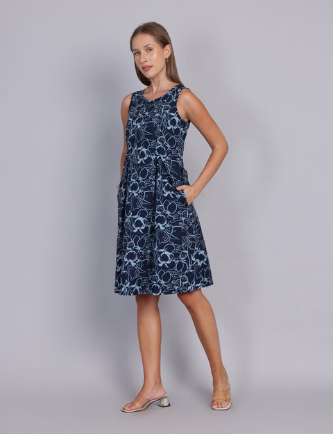 Wearhouse Women's Navy Woven Slim Fit Cotton Dress