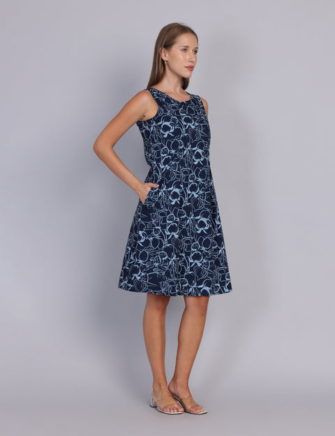 Wearhouse Women's Navy Woven Slim Fit Cotton Dress
