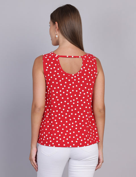 Wearhouse Women's Red Woven Slim Fit Cotton Top