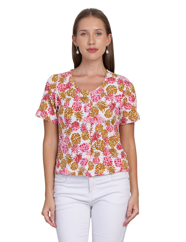 Wearhouse Women's Pink Woven Slim Fit Cotton Top