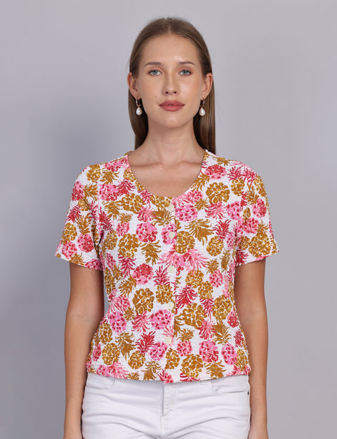 Wearhouse Women's Pink Woven Slim Fit Cotton Top