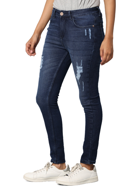 Women's Dark Indigo High Rise Skinny Fit Jeans