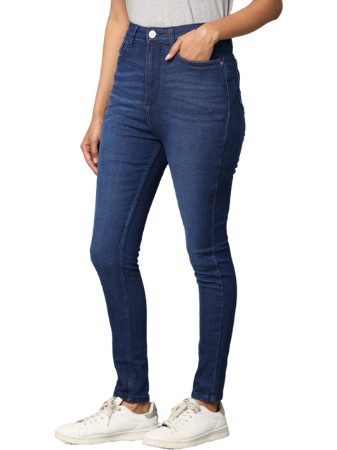 Women's Light Indigo Clean Look Skinny Fit High Rise Jeans