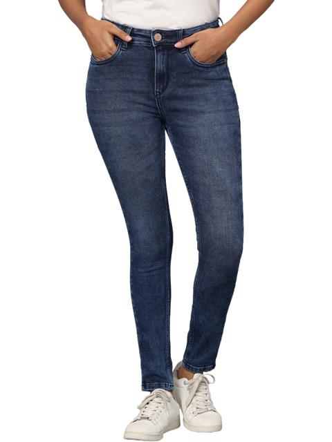 Women's Dark Blue High Rise Skinny Fit Jeans