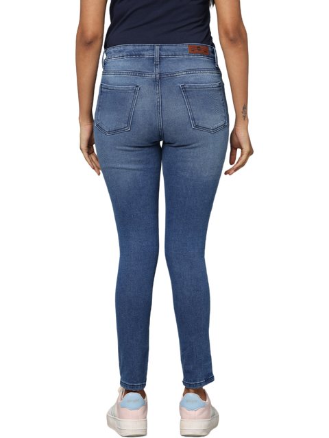 Women's Blue Light Faded Skinny Fit High Rise Jeans