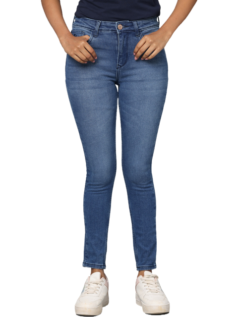 Women's Blue Light Faded Skinny Fit High Rise Jeans