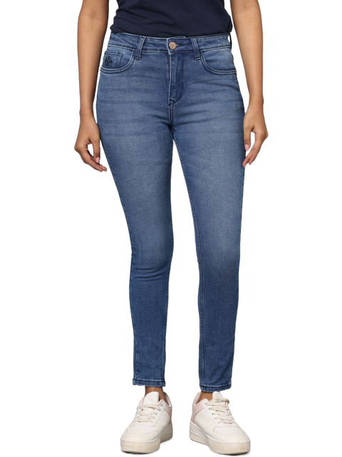 Women's Blue Light Faded Skinny Fit High Rise Jeans