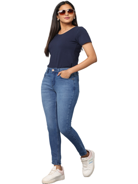 Women's Blue Light Faded Skinny Fit High Rise Jeans