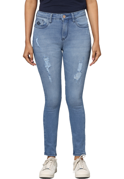 Women's Skinny Jeans, Distressed Denim, Stretch Fit, Blue