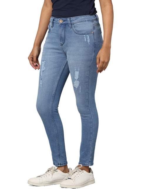 Women's Skinny Jeans, Distressed Denim, Stretch Fit, Blue