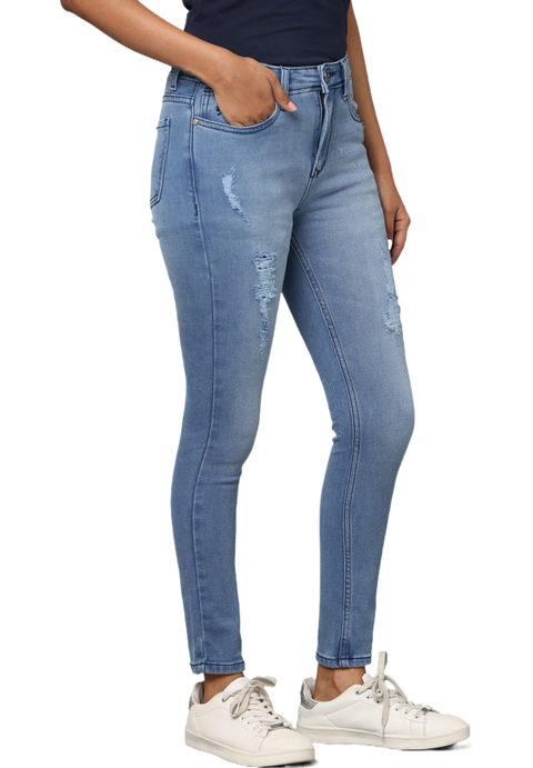 Women's Skinny Jeans, Distressed Denim, Stretch Fit, Blue