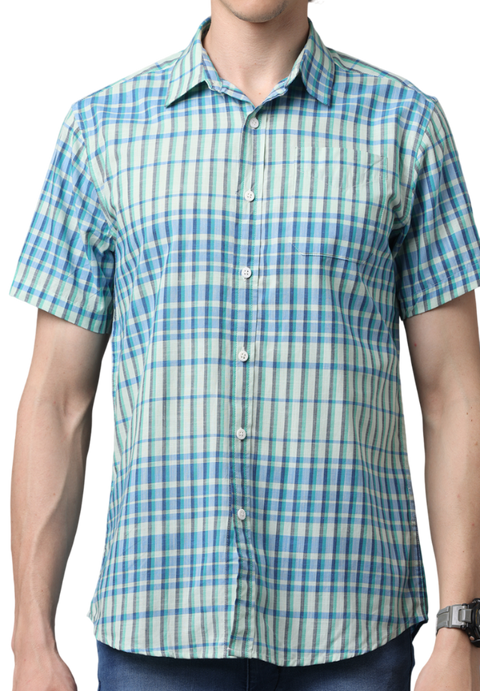 Men's Half Sleeve Checked Slim Fit Casual Shirt