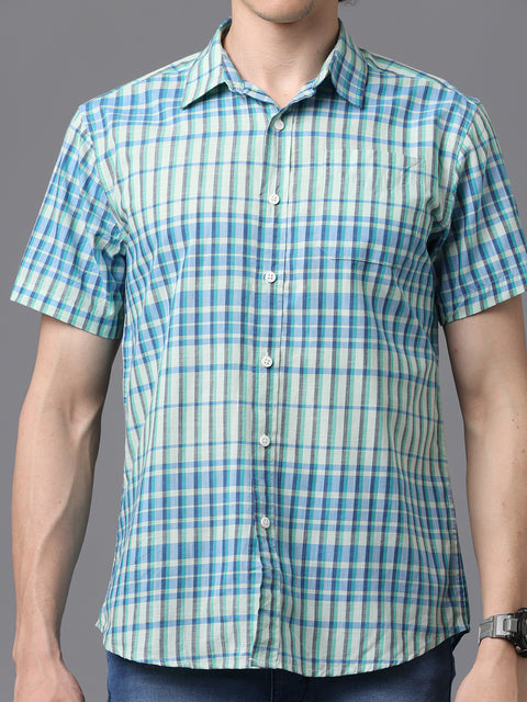 Men's Half Sleeve Checked Slim Fit Casual Shirt