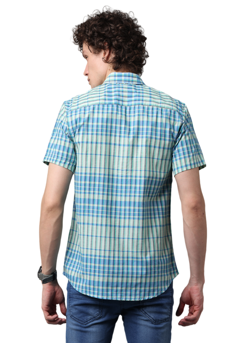 Men's Half Sleeve Checked Slim Fit Casual Shirt