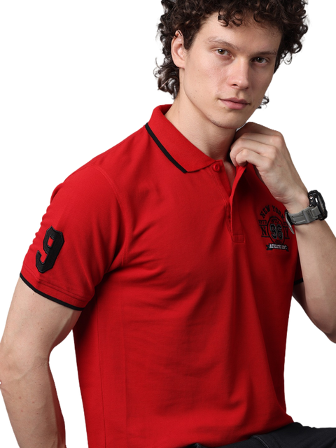 Men's Red Short Sleeve Polo T-Shirt