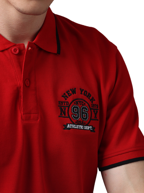 Men's Red Short Sleeve Polo T-Shirt