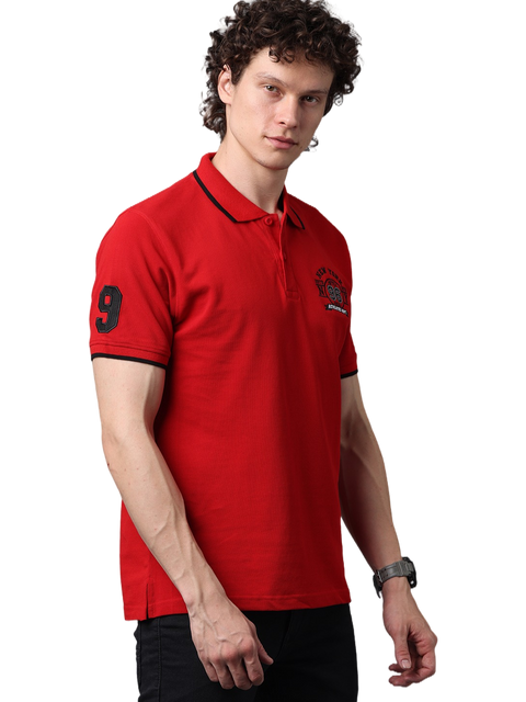 Men's Red Short Sleeve Polo T-Shirt