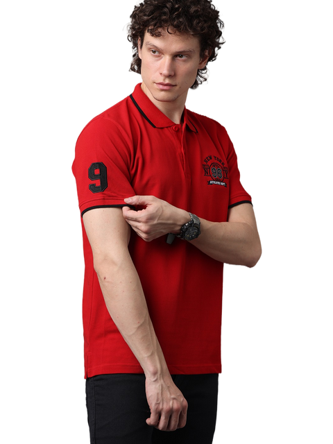 Men's Red Short Sleeve Polo T-Shirt