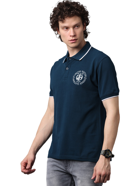 Men's Teal Blue Classic Half Sleeves Polo T-Shirt