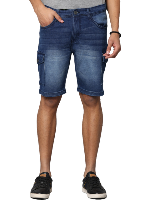 Men's Dark Indigo Slim Fit Strechable Denim Shorts