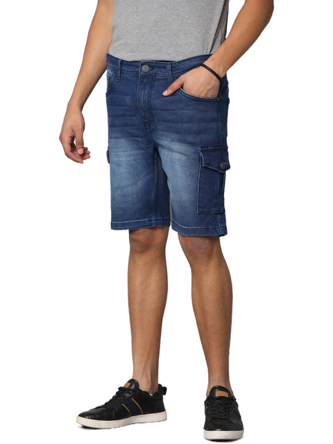 Men's Dark Indigo Slim Fit Strechable Denim Shorts