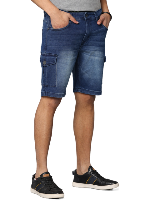 Men's Dark Indigo Slim Fit Strechable Denim Shorts