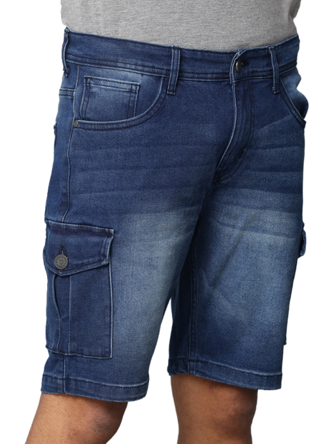 Men's Dark Indigo Slim Fit Strechable Denim Shorts