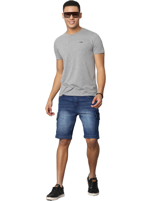 Men's Dark Indigo Slim Fit Strechable Denim Shorts