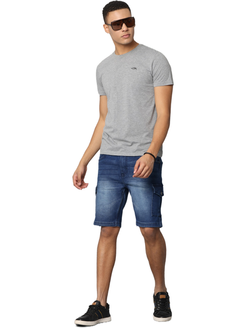 Men's Dark Indigo Slim Fit Strechable Denim Shorts