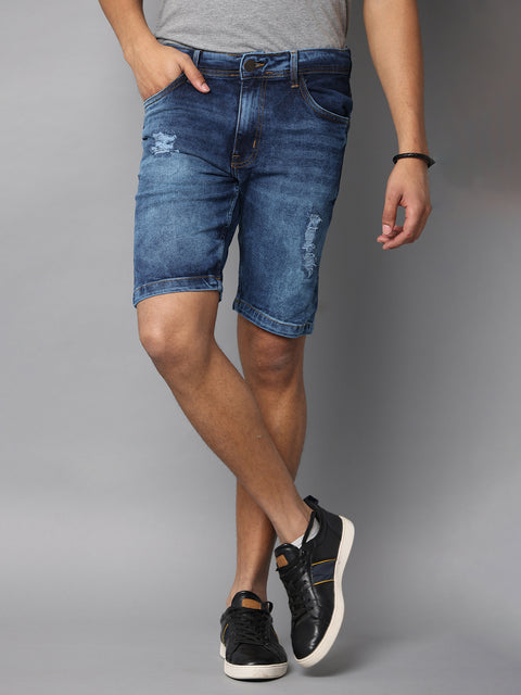 Men's Indigo Blue Slim Fit Denim Shorts