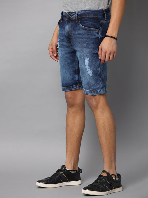 Men's Indigo Blue Slim Fit Denim Shorts