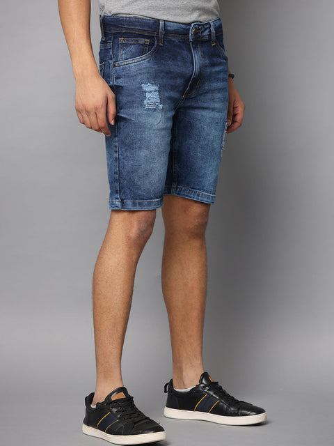 Men's Indigo Blue Slim Fit Denim Shorts