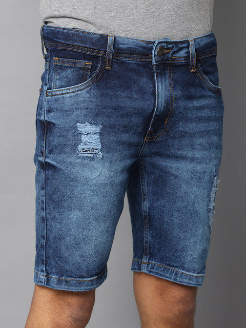 Men's Indigo Blue Slim Fit Denim Shorts