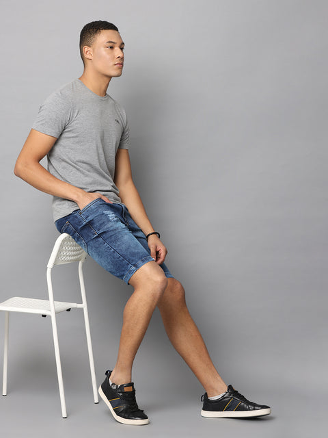 Men's Indigo Blue Slim Fit Denim Shorts