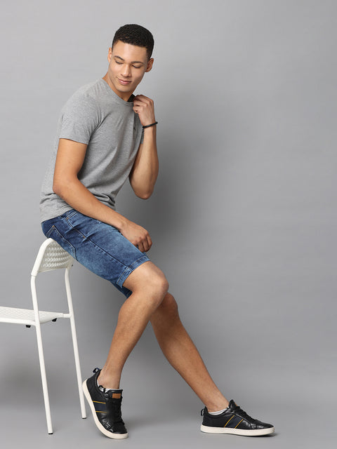 Men's Indigo Blue Slim Fit Denim Shorts