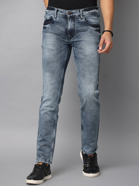 Men's Faded Blue Slim Fit Stretchable Jeans