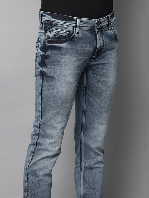 Men's Faded Blue Slim Fit Stretchable Jeans