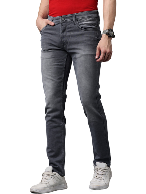 Men's Slim Fit Light Faded Strechable Denim Jeans , Grey