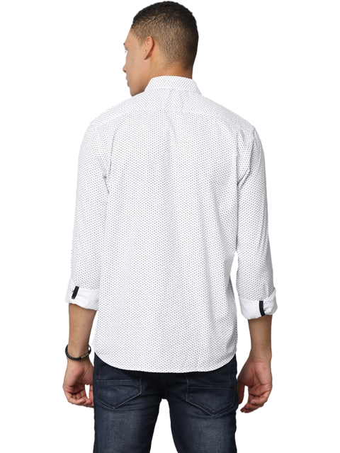 Men's White Slim Fit Full Sleeve Casual Shirt